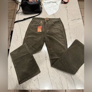Beau Dawson Olive Bootcut Corduroy Jeans Mid to High Rise. Made in the USA